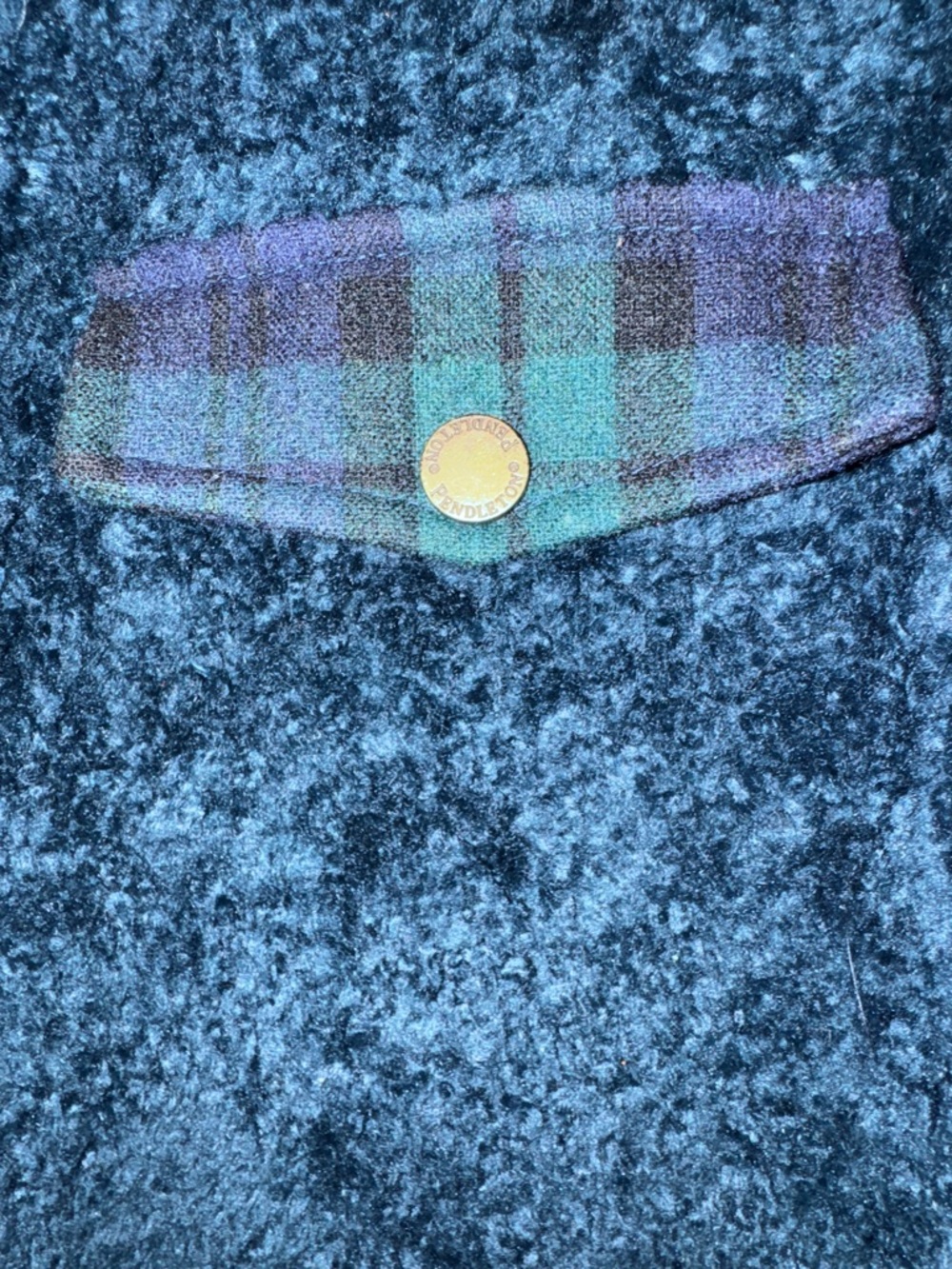 Pendleton Sherpa Fleece Zip Jacket M Blue Black Plaid Trim Full Zip Cozy - Picture 3 of 8